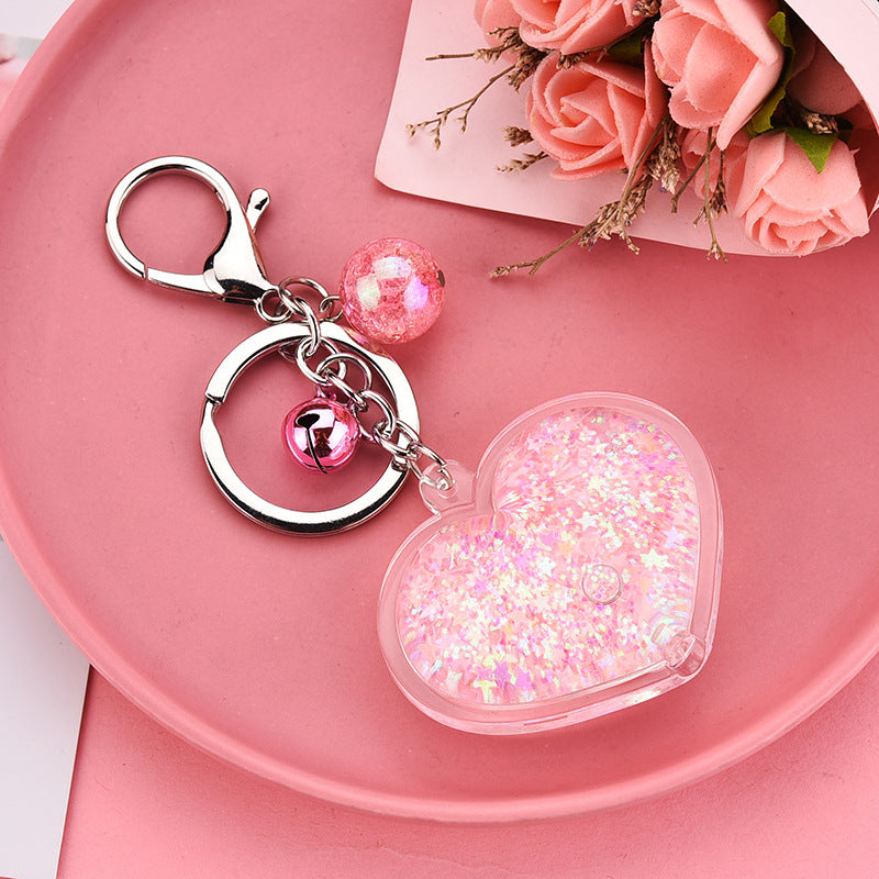 Wholesale Peach Heart Oil-in-oil Glitter Liquid Acrylic Keychain